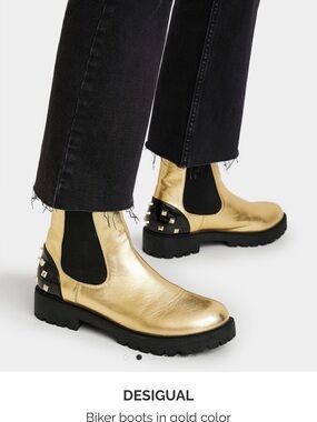 Desigual Metallic Gold Chelsea Booties